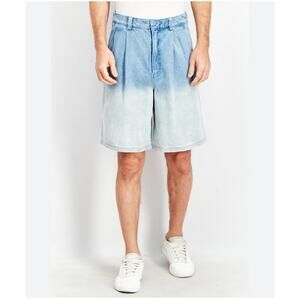 Royalty by Maluma Denim Ombre Oversize Pleated Bermuda Shorts